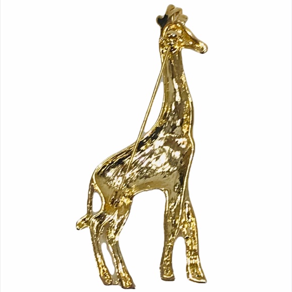 Giraffe with Rhinestones Pin, Gold Tone - Picture 4 of 5